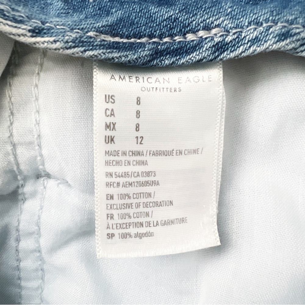 American Eagle High Rise Paper Bag Waist Button Fly Cotton Denim Shorts … - Picture 11 of 12
